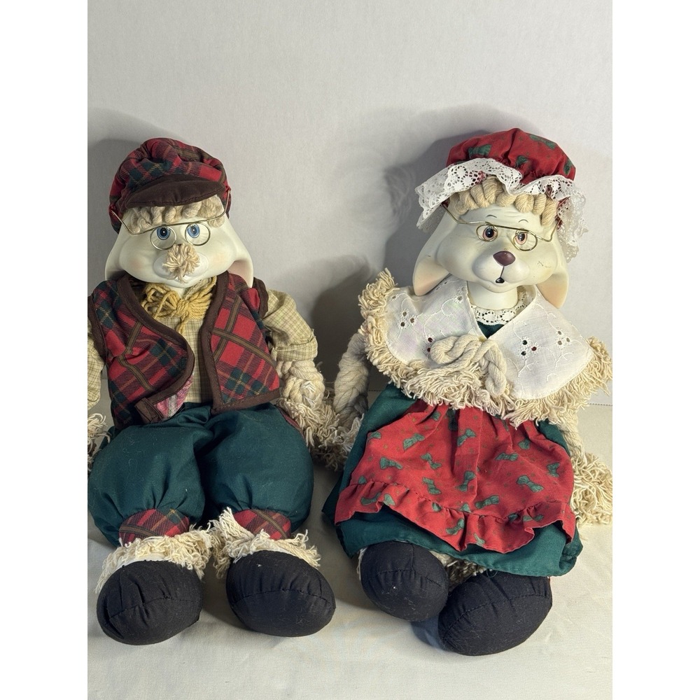 House of Lloyd Grandpa Lloyd & Grannie Flo Bunny Doll Set 1996-97‎ Vintage Plush